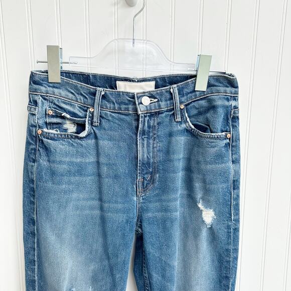 Mother Superior The Flirt Ankle Distressed Slim Jeans Blue Denim Womens 28 - Picture 6 of 13